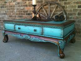Highlighting The Ornate Raised Details With Cool Clear Turquoise Paint Dark Walnut Stain Beschilderde Meubels Meubels Funky Beschilderde Meubels