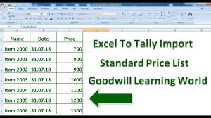 Tally Tdl For Import Standard Selling Price From Excel Excel To Tall Excel Microsoft Excel Standard