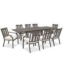 Furniture Rialto Outdoor Aluminum 9 Pc Dining Set Extension Dining Table And 8 Slat Back Dining Chai Extension Dining Table Sophisticated Furniture Furniture