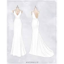 Anomalie Custom Crepe Wedding Dress With A Sleeveless Fit And Flare Silhouette V Neck F Wedding Dress Sketches Tailored Wedding Dress Wedding Dress Companies