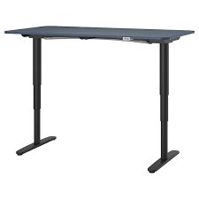Die maße der tischplatte betragen zwischen 160 und 200 mal 80 zentimeter und die tragkraft 100 kilogramm. Bekant Schreibtisch Sitz Steh Linoleum Blau Schwarz Ikea Deutschland