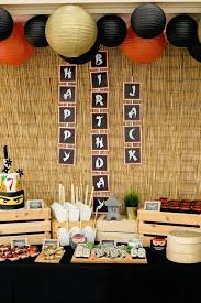 Personalized sushi banner // custom sushi themed party decor // kawaii sushi banner // let the good times roll. Pin On Boy Party Ideas