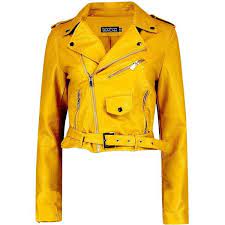 Boohoo Savannah Zip Detail Crop Leather Look Biker Jacket 70 Liked On Polyvore Cropped Faux Leather Jacket Faux Leather Bomber Jacket Yellow Puffer Jacket