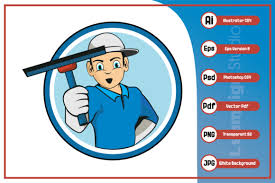 Download Cartoon Of Cleaning Service Worker Graphic By Leamsign Creative Fabrica SVG Cut Files