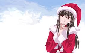 Christmas tree, toy train, blue, xmas. Cute Anime Girl Christmas Wallpapers Hd Pixelstalk Net