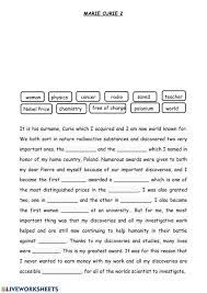 Marie Curie 2 Interactive Worksheet Marie Curie Worksheets Chemistry Free