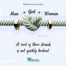 The cord of three strands symbolizes the joining of one man, one woman, and god into a marriage relationship. A Cord Of Three Strands Is Not Quickly Broken Christian Pictures