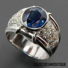 Metal White Gold Metal Purity 18k Hallmark Tested For Antique Engagement Rings Sterling Silver Engagement Rings Men Diamond Ring