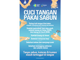 Text of poster 6 langkah cuci tangan. Poster Cuci Tangan Pakai Sabun 34x50cm