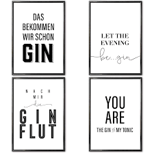 Grosse Auswahl An 4er Poster Set S In Din A4 Z B Gin Mit Ohne Rahmen Schone Spruche Zitate Als Bild Auspacken Auf Poster Bilderrahmen Schwarzes Bild