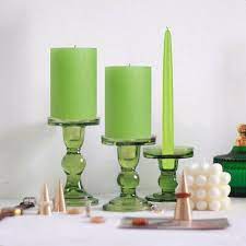 Free delivery and returns on ebay plus items for plus members. Set Of 3 Green Glass Pillar Candle Holder Candlestick Taper Home Wedding Decor 603149819900 Ebay