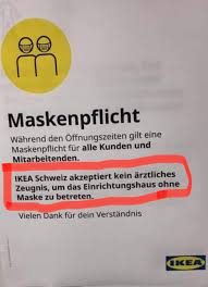 In den aargauer badis gelte keine maskenpflicht, teilte die kantonsärztin am freitag mit. Jutta Ditfurth On Twitter Corona Leugner Innen Toben Ikea Schweiz Hat Was Richtig Gemacht Covid19