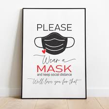 Wear A Mask Sign Please Wear A Mask And Keep Social Distance Etsy In 2020 Graduation Signs Business Signs Printable Signs