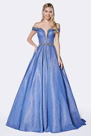 Long Metallic Off The Shoulder Prom Gown The Dress Outlet Gowns Dresses Off Shoulder Ball Gown