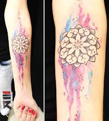 Mandala In Watercolor Tattoo Geometric Watercolor Tattoo Watercolor Tattoo Tattoos