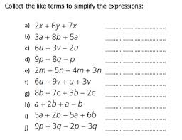 Maybe you would like to learn more about one of these? Simplify Algebraic Expressions By Collecting Like Terms Worksheet