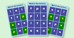 Here's a list of everyday objects you could use to match up items with the first six phonemes. Letter Pairs Game Using The Letters Satpin
