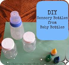 This toy is a similar idea: Diy Sensory Bottles From Baby Bottles The Stay At Home Mom Survival Guide