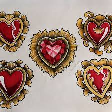 Some Awesome Heart Designs Created By Saracervelli With Their Chameleon Pens Drawing Flash Flashsheet Tattooflash Heart Tattoo Gem Tattoo Jewel Tattoo