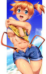 Misty Big Tits Anime Girl In Beach Taking Off Clothes Flashing Under Boob