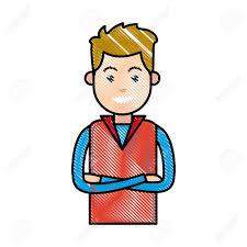 Happy cute smile boy crossed arms. Drawing Portrait Young Man Blond With Cross Arms Vector Illustration Royalty Free Cliparts Vectors And Stock Illustration Image 77100765