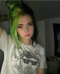 Black And Neon Green Hair Split 