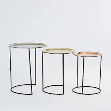 طقم طاولات متداخلة ميتاليك مزينة 3 قطع متعدد الألوان Coffee Table Side Table Home Decor