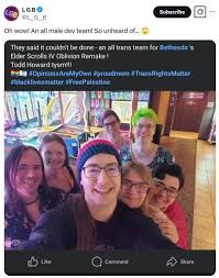 An all-male dev team? In 2025?? Man, this Oblivion remake is gonna be fire!  I can't wait to . . oh wait, oh God no. . . .