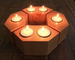 Ensemble Porte Bougie De 4 The Leger Bougeoir Bougies Bougie Lumiere De The Bougeoir Rust Wood Candle Holders Diy Wooden Candle Holders Wood Candle Holders