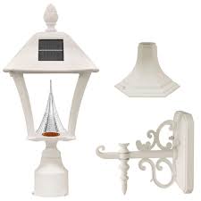 Gama Sonic Baytown Solar White Outdoor Post Wall Light With Bright Warm White Leds Gs 106fpw W The Home Depot