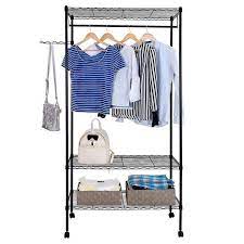 Sold and shipped by costway. Zimtown Closet System Storage Organizer Garment Rack Portable Clothes Hanger Dry Shelf Walmart Com Walmart Com