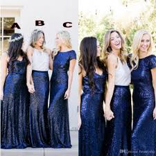 Navy Blue Sequins Bridesmaid Dresses Country Style Mixed Order Custom Made Beach Weddin High Street Bridesmaid Dresses Maid Of Honour Dresses Sequin Bridesmaid