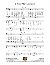 O Come O Come Emmanuel Hymns Lyrics Christmas Sheet Music Hymn Sheet Music