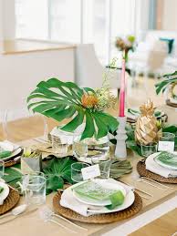 Tropical Downtown Raleigh Bridal Shower Heart Of Nc Weddings Tropical Home Decor Tropical Decor Bridal Shower Tables