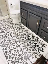 Black And White Farmhouse Bathroom Tile Our Home Reno Husband S Bathroom In 2020 Bathroom Tile Renovation White Tile Floor Small Bathroom Diy