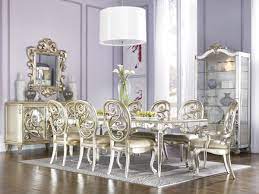 Crafted of oak and pecan veneers, silver leaf, metal and. Jessica Mcclintock Couture Silverleaf Dining Set American Drew Furniture