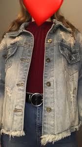 Vjgoal veste en jean femme courte sweet rose col de fourrure plus velours blouson jean avec capuche chaud manteau hiver outwear outdoor fille pour un côté un peu plus sage, on choisit une veste en jean délavé plus fluide, que l'on associe avec une jupe en cuir noir. Veste En Jean Troue Vinted