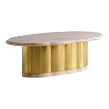 Pink Marble And Brass Coffee Table With Scalloped Base In 2020 Brass Coffee Table Coffee Table Marble Top Coffee Table