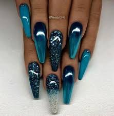 Acrylic Black And Teal Nails Nails Glitter Turquoise Silver 58 Ideas For 2019 Teal Acrylic Nails Teal Nails Turquoise Nails