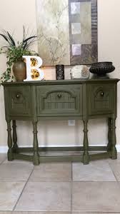 Console Table Olive Green Chalk Paint With Clear Wax Then Dark Wax Green Furniture Chalk Paint Table Painted Table