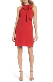 Free Shipping And Returns On Vince Camuto Halter Tie Neck A Line Dress At Nordstrom Com Stretc In 2020 Cocktail Dresses With Sleeves A Line Dress Cocktail Dress Party