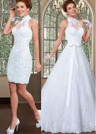 204 99 Fabulous Tulle High Collar Neckline 2 In 1 Wedding Dresses With Bead Wedding Dresses Beaded Wedding Dress Detachable Skirt Convertible Wedding Dresses