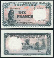 Belgian Congo Ruanda Urundi Central Bank 1957 Ten Francs Banknote Pick 30b Choice Extremely Fine Wbg 45 Belgian Congo Bank Notes Central Bank