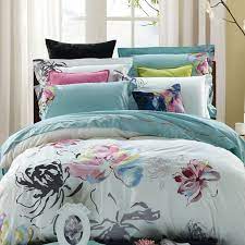 mint green and white abstract oriental floral 100 cotton embroidered design full queen size bedding sets bedding sets queen size bedding comforter sets