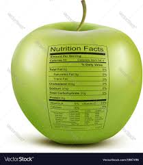 apple with nutrition facts label concept of