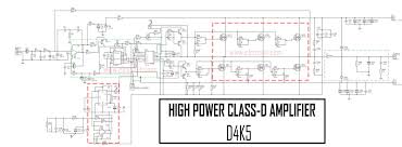 An amplifier strengthens the input signal without any change in its waveform and frequency,the additional power required comes from the external dc source,thus an amplifier is essentially an energy converter that draws energy from a dc supply and converts it into ac energy at signal. High Power Class D Amplifier D4k5 Electronic Circuit