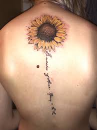 Sunflower Tattoo With My Grandma S Handwriting Flower Spine Tattoos Sunflower Tattoo Tattoos