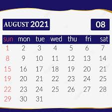 Motivera, organisera och planera dinaugusti i dag. August 2021 Kalenderdesign Kalender 2021 August Kalender Png Und Vektor Zum Kostenlosen Download