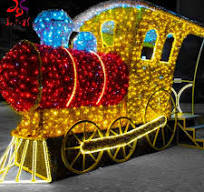 Commercial Customized Shopping Mall Decoration New Year Beautiful Outdoor  Street Decoration Lighted 3d Train Motif Light