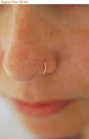 Small Gold Nose Hoop 22 Gauge Gold Nose Ring 14k Gold
